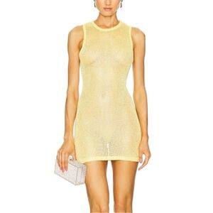 NWT More To Come Albella Bright Metallic Yellow Sequin Embellished Mini Dress